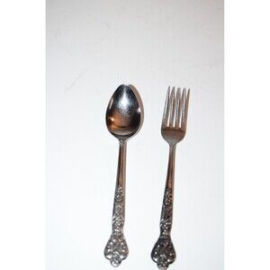 Vtg VERSAILLES MSI Stainless Salad Fork 6.5” Flowers + Spoon Japan